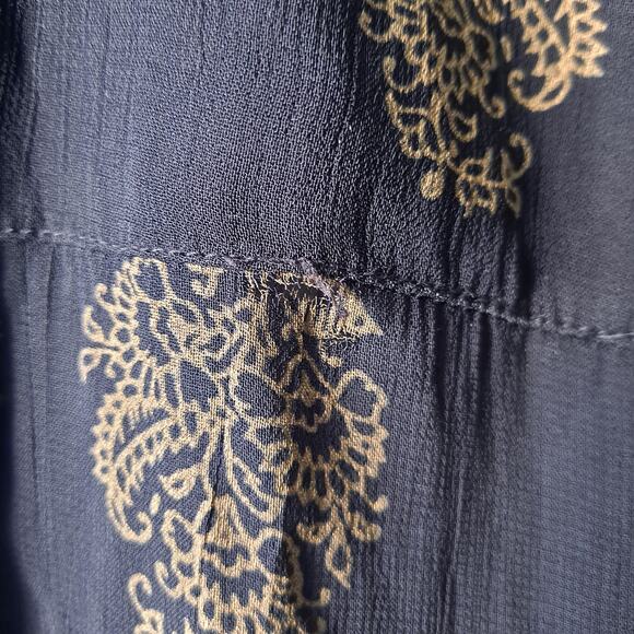 Paradise East Rayon Black & Gold Indian Print Transparent Cape Jacket - Size S - Picture 10 of 13